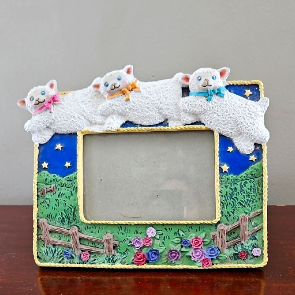 Vintage Ceramic Sheep Photo Frame